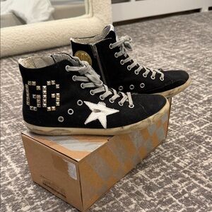 Golden Goose Black Canvas Studded Slide Sneaker